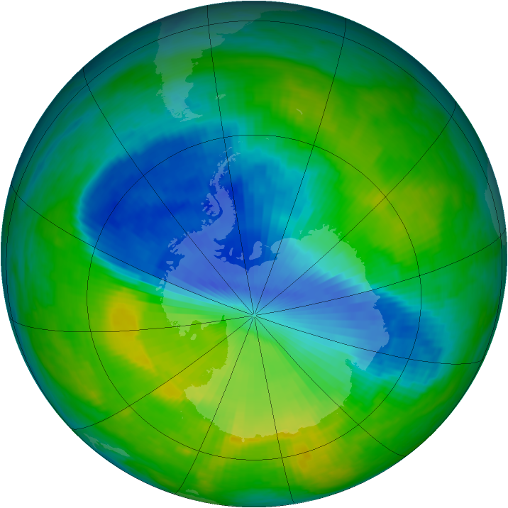 Antarctic ozone map for 02 December 1987